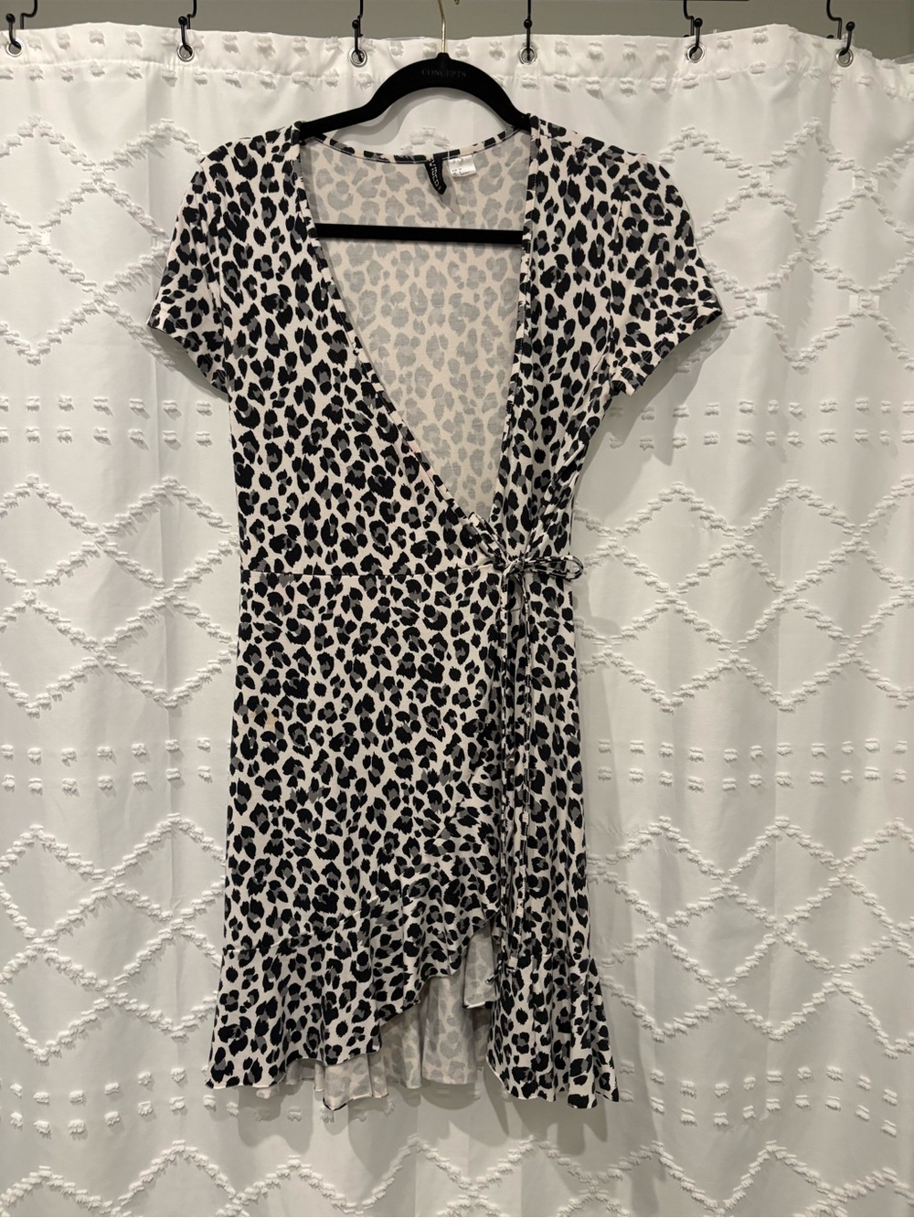 H&M Black and Cream Leopard Wrap Mini Dress